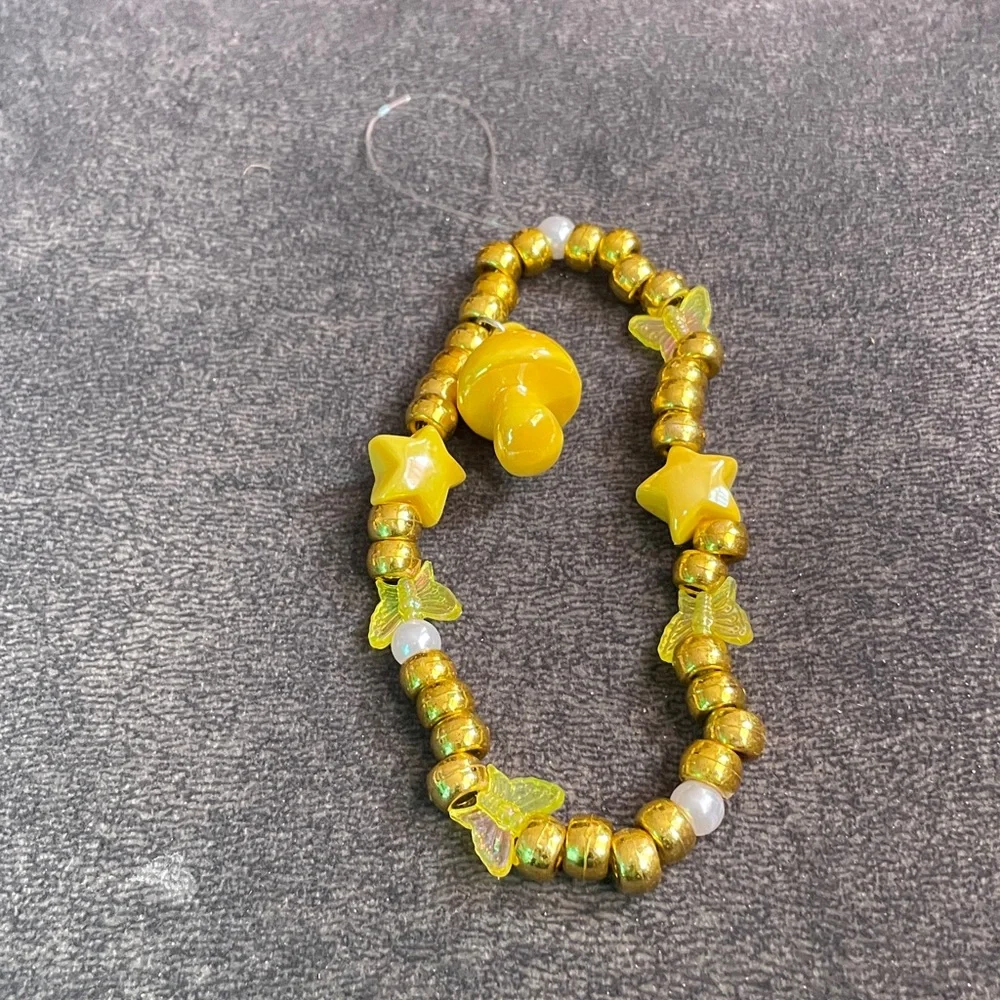 Yellow and Gold Beaded Bracelet